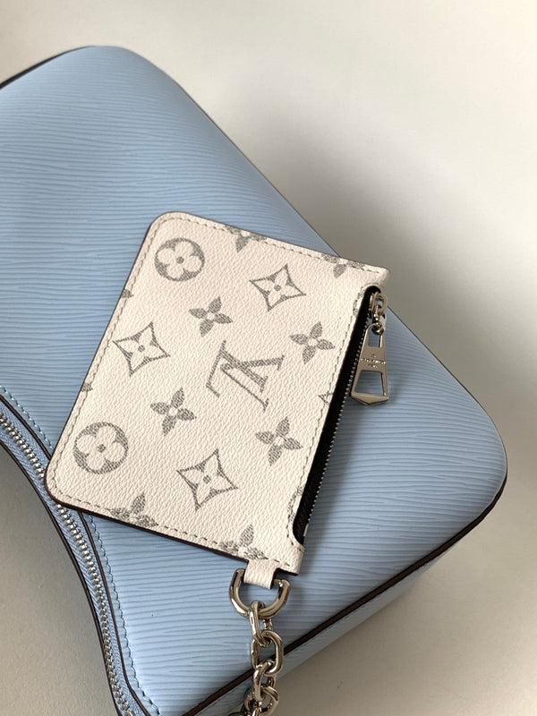 LV Marelle 25cm Pelle bovina Epi Grain blu Metallo HW