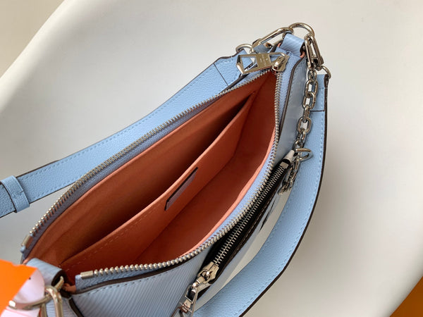 LV Marelle 25cm Pelle bovina Epi Grain blu Metallo HW