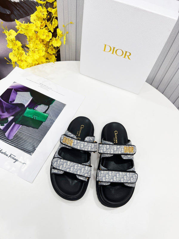 cd dioract dad sandal mule grigio cotone ricamato