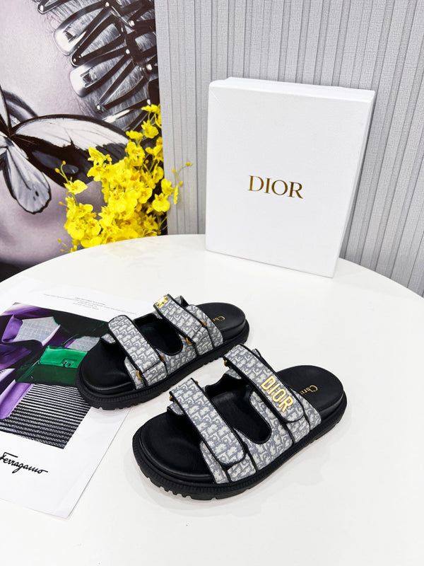 cd dioract dad sandal mule grigio cotone ricamato