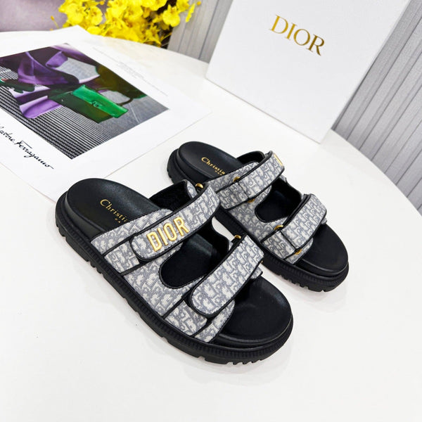 cd dioract dad sandal mule grigio cotone ricamato