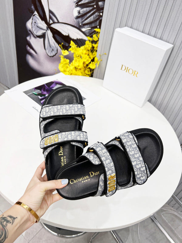 cd dioract dad sandal mule grigio cotone ricamato