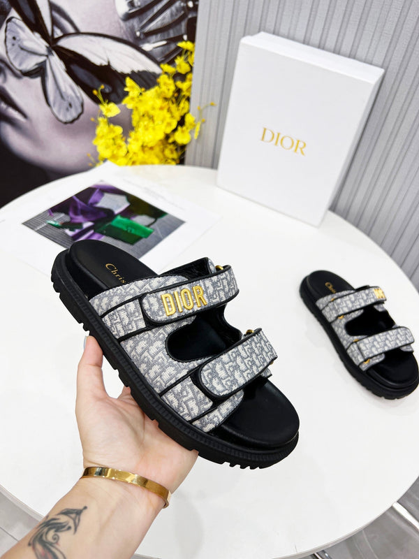cd dioract dad sandal mule grigio cotone ricamato