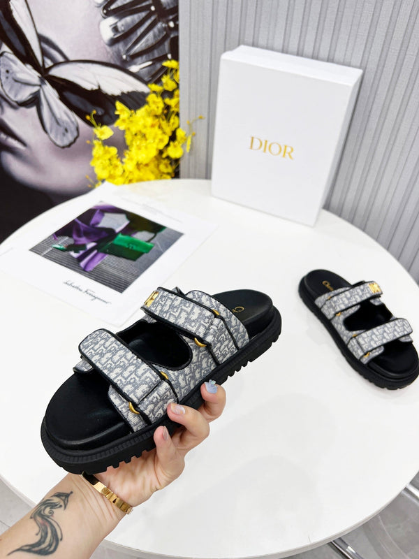 cd dioract dad sandal mule grigio cotone ricamato