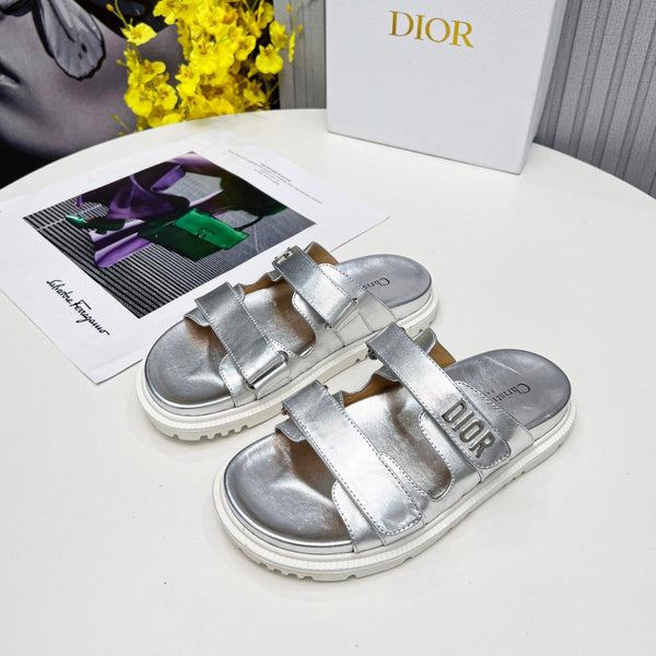 cd dioract dad sandal mule argento metallizzato in pelle di agnello