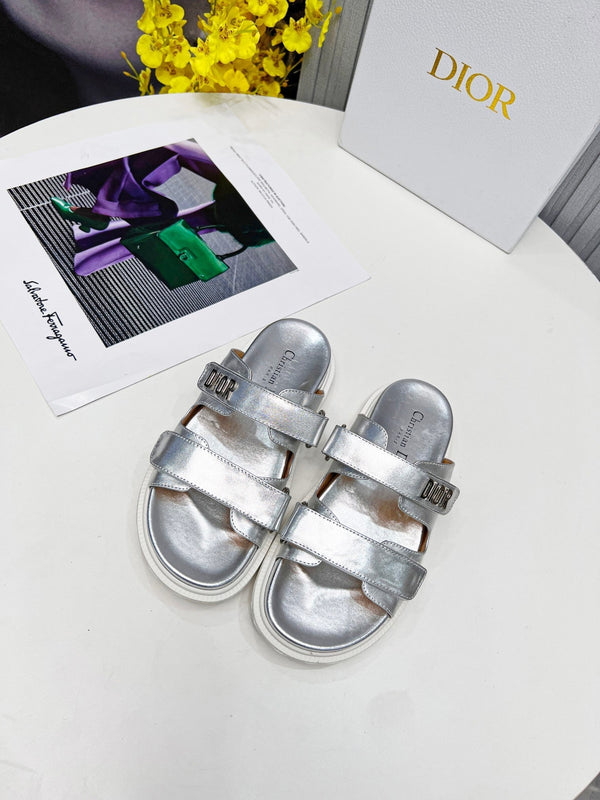 cd dioract dad sandal mule argento metallizzato in pelle di agnello