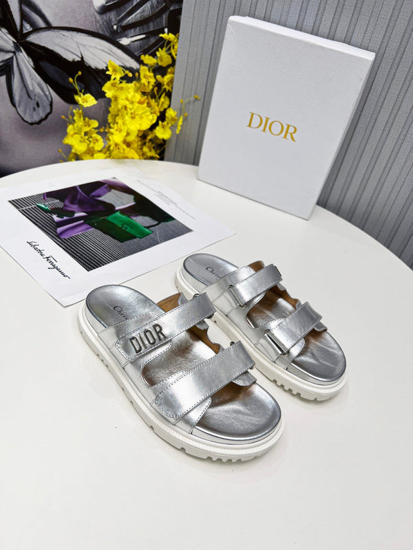 cd dioract dad sandal mule argento metallizzato in pelle di agnello