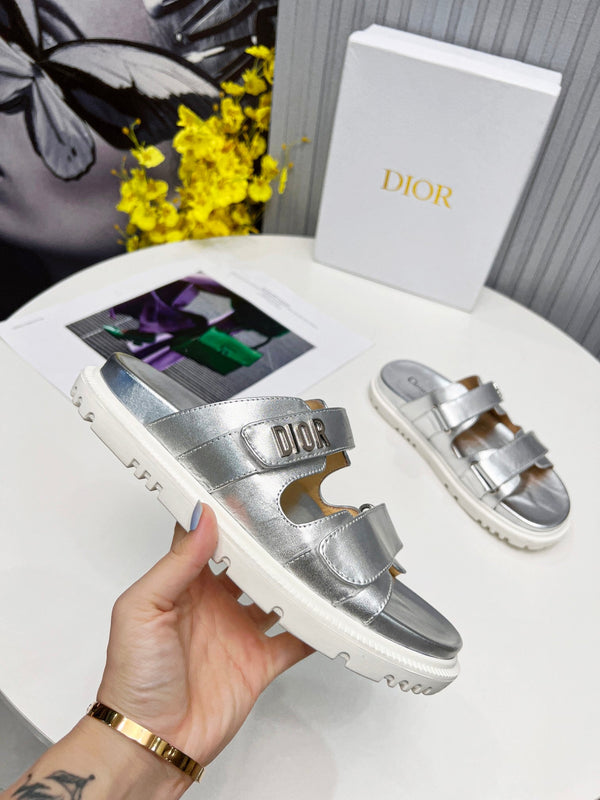 cd dioract dad sandal mule argento metallizzato in pelle di agnello