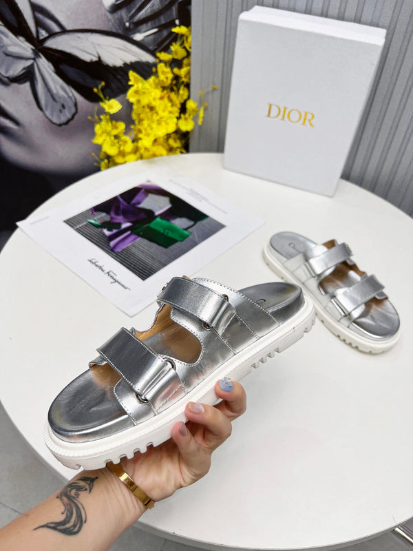 cd dioract dad sandal mule argento metallizzato in pelle di agnello