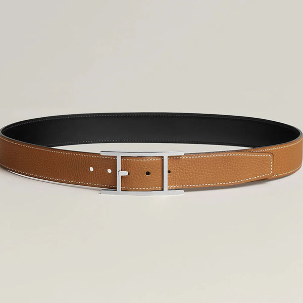 Cintura reversibile HM Quentin da 32 mm in pelle marrone nera 187793