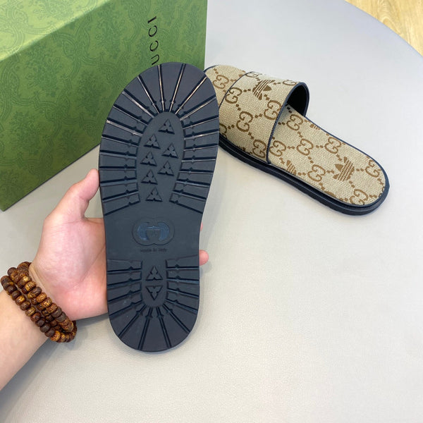 GG x Adidas Men's Sandals Slide Brown Canvas 558907