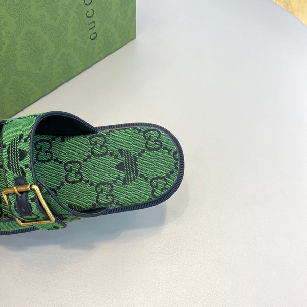 Sandali da uomo GG x Adidas Slide in tela verde 558906