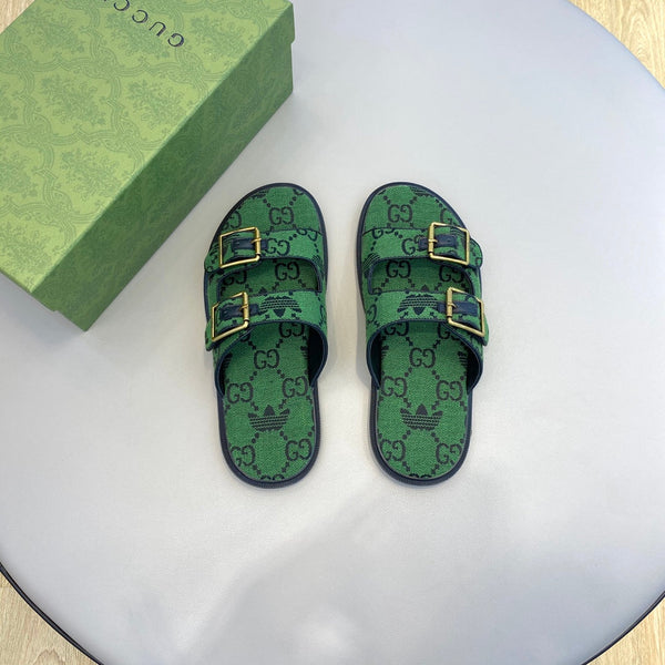 Sandali da uomo GG x Adidas Slide in tela verde 558906