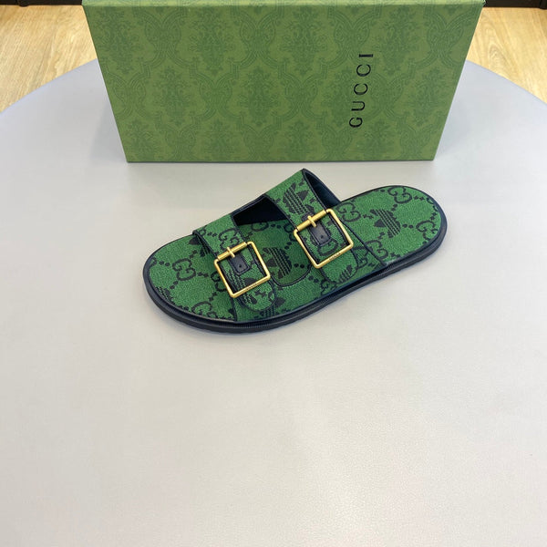 Sandali da uomo GG x Adidas Slide in tela verde 558906