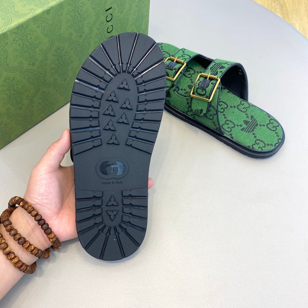 Sandali da uomo GG x Adidas Slide in tela verde 558906