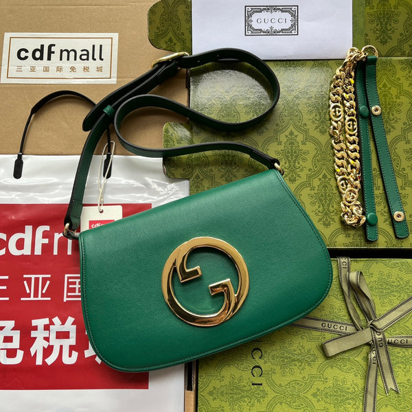 BORSA A TRACOLLA BLONDIE 28 IN PELLE DI AGNELLO VERDE CASTLETON CON FERRAMENTA ORO