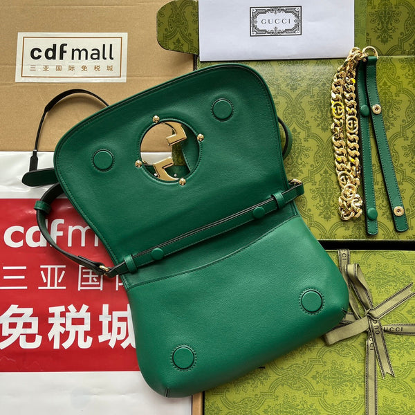 BORSA A TRACOLLA BLONDIE 28 IN PELLE DI AGNELLO VERDE CASTLETON CON FERRAMENTA ORO