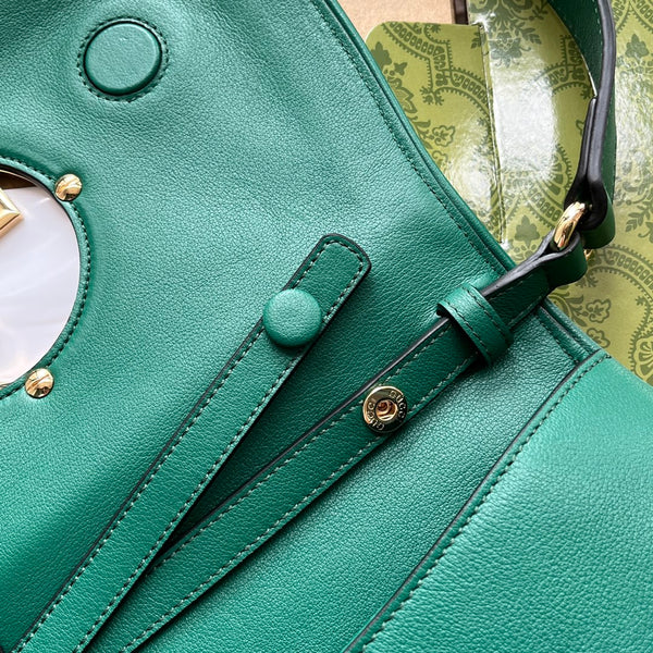 BORSA A TRACOLLA BLONDIE 28 IN PELLE DI AGNELLO VERDE CASTLETON CON FERRAMENTA ORO