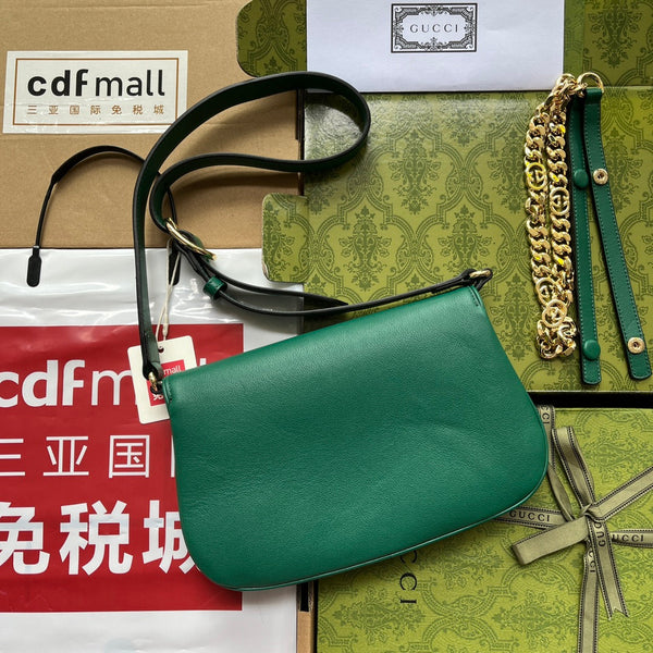 BORSA A TRACOLLA BLONDIE 28 IN PELLE DI AGNELLO VERDE CASTLETON CON FERRAMENTA ORO