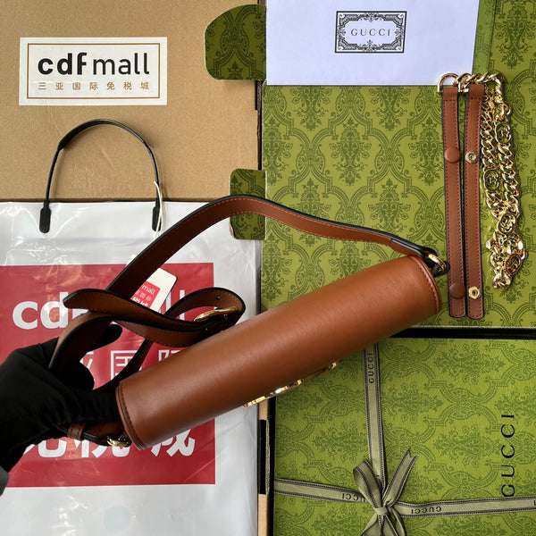 BORSA A TRACOLLA BLONDIE 28 IN PELLE DI AGNELLO MARRONE BRONZO E FERRAMENTA ORO