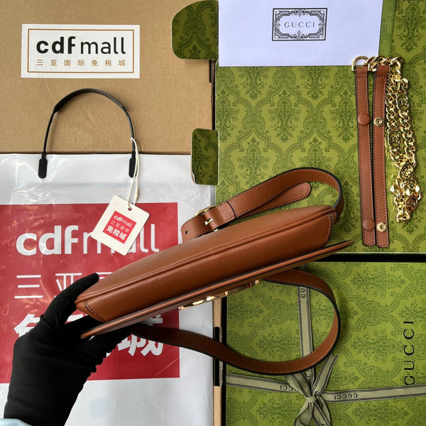 BORSA A TRACOLLA BLONDIE 28 IN PELLE DI AGNELLO MARRONE BRONZO E FERRAMENTA ORO