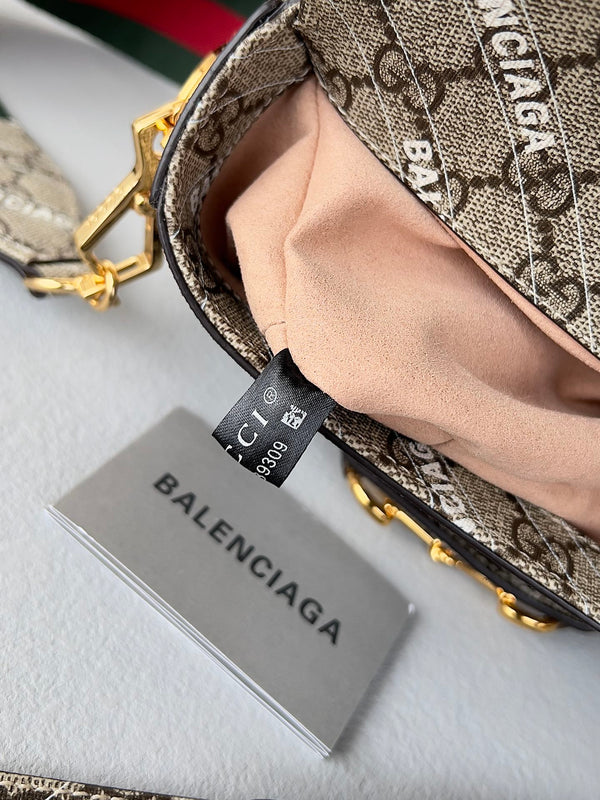 BORSA A SELLA GG MINI 25 STAMPATA IN TELA BEIGE EICRU