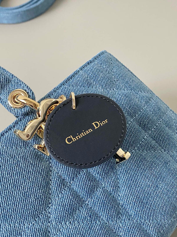 BORSA D-JOY MEDIA 26 IN DENIM MACROCANNAGE AZZURRO