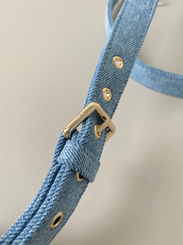 BORSA D-JOY MEDIA 26 IN DENIM MACROCANNAGE AZZURRO