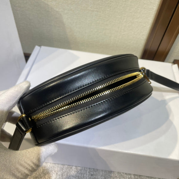 BORSA OVALE 20 IN PELLE DI VITELLO NERA