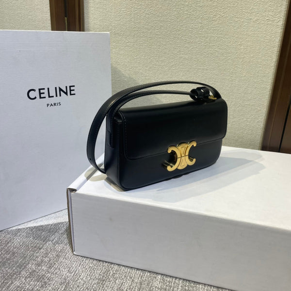 cinturino in pelle di vitello nera classic triomphe 20 hardware dorato
