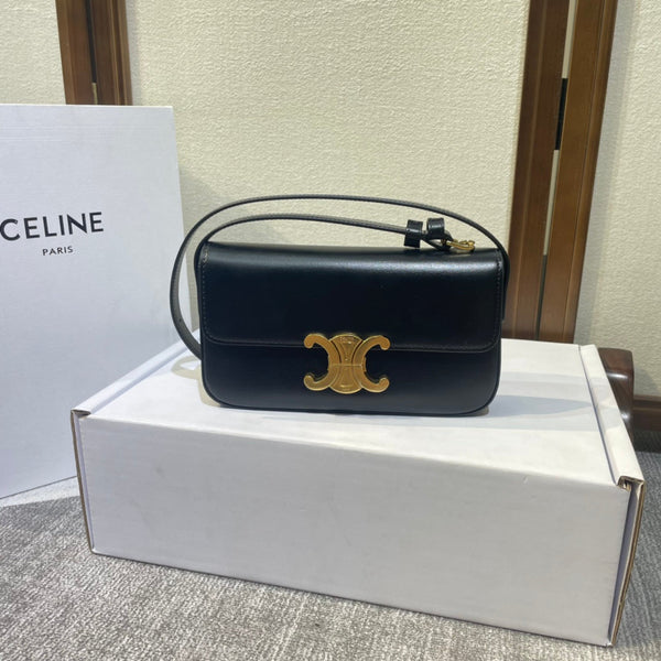 cinturino in pelle di vitello nera classic triomphe 20 hardware dorato