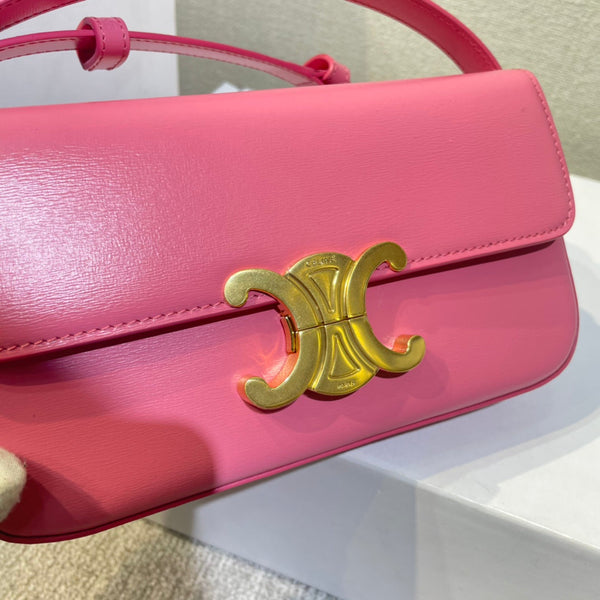 cinturino in pelle di vitello rosa scuro classic triomphe 20 hardware dorato