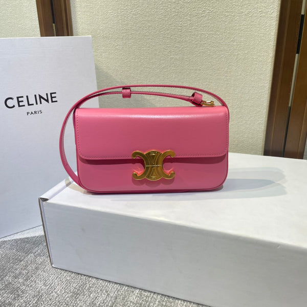 cinturino in pelle di vitello rosa scuro classic triomphe 20 hardware dorato