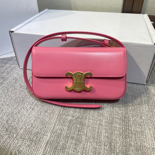 cinturino in pelle di vitello rosa scuro classic triomphe 20 hardware dorato
