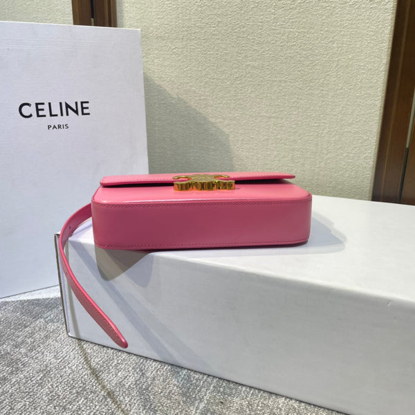 cinturino in pelle di vitello rosa scuro classic triomphe 20 hardware dorato
