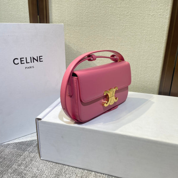 cinturino in pelle di vitello rosa scuro classic triomphe 20 hardware dorato