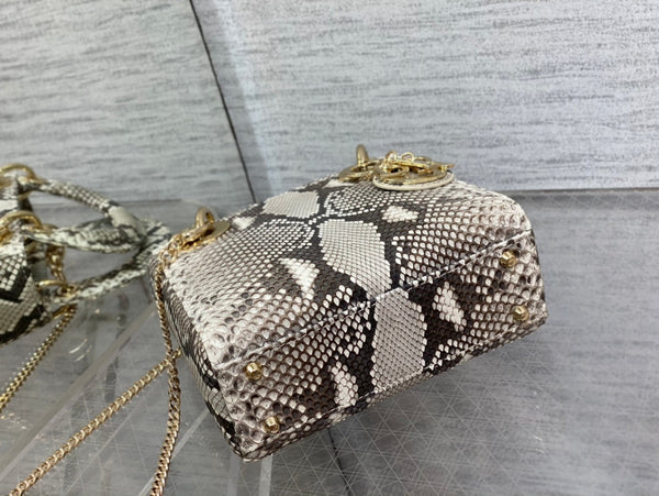 MINI LADY 17 BAG IN DARK BROWN PYTHON LEATHER
