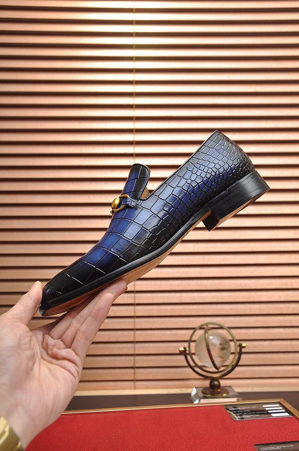 GG Men's Loafer Blue mix Black Embossed Cowhide 295649