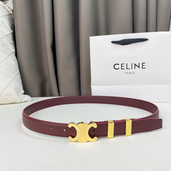 Medium Triomphe Belt 25mm Wine Calfskin Gold Loop Ghw