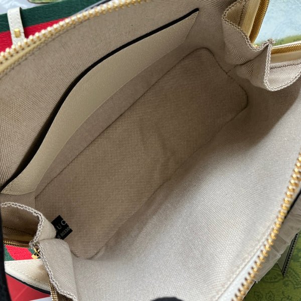 BORSA TOTE GGxADIDAS HORSEBIT 1955 20 CON CINTURINO IN PELLE DI VITELLO BIANCA E NERA, FERRAMENTA ORO
