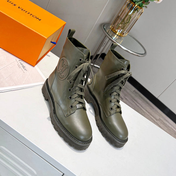 LV Rangers Boots 30mm Khaki Green Calfskin