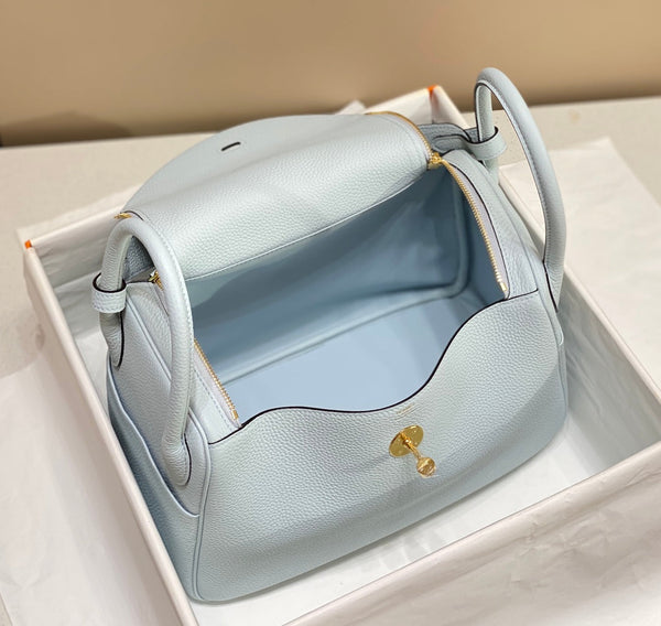HM LINDY 30 BAG PASTEL BLUE TAURILLON CLEMENCE LEATHER