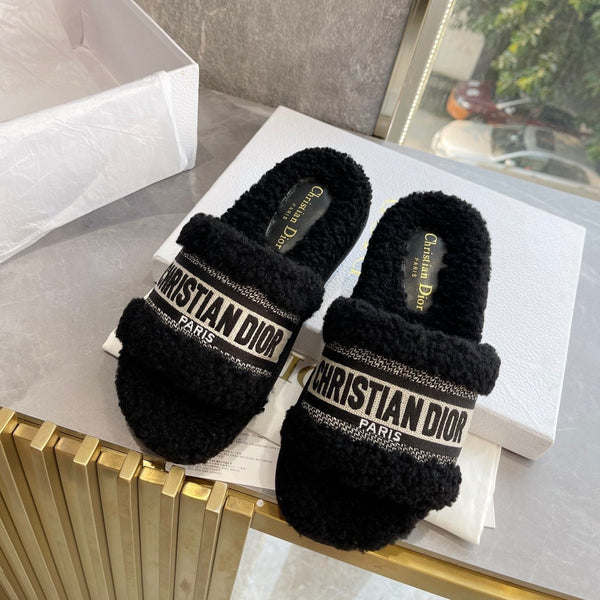 CD 25 Flat Slippers Black Wool 395566