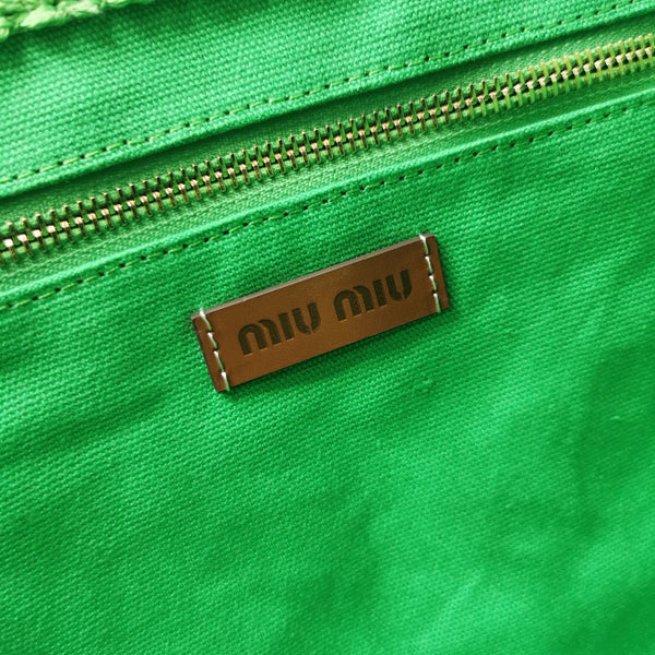 BORSA TOTE 40 IN MOTIVO A RIGHE DI RAFIA INTRECCIATA VERDE CHIARO ROSSO E BIANCO CREMA