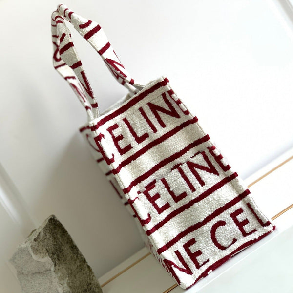 BORSA TOTE CON LETTERA 41 TESSUTO BIANCO ROSSO