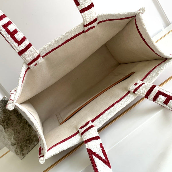 BORSA TOTE CON LETTERA 41 TESSUTO BIANCO ROSSO