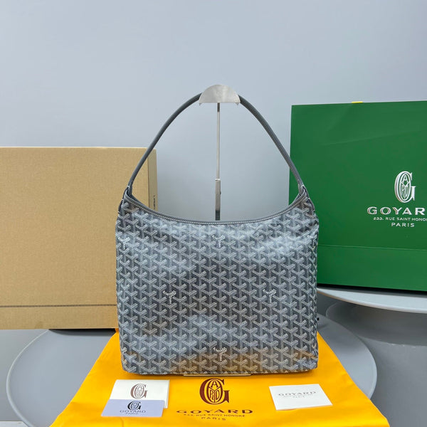 HOBO BOHÈME 34 IN TELA GOYARDINE GRIGIA E PELLE DI VITELLO