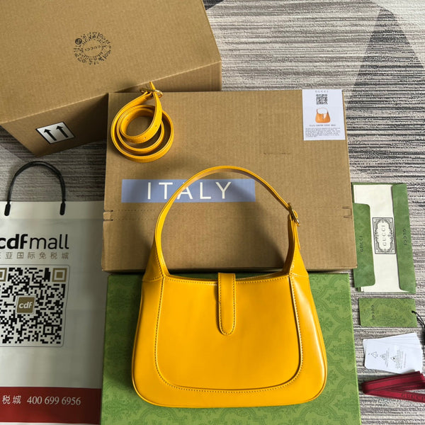 BORSA A TRACOLLA GG JACKIE SMALL 28 IN PELLE DI VITELLO GIALLA