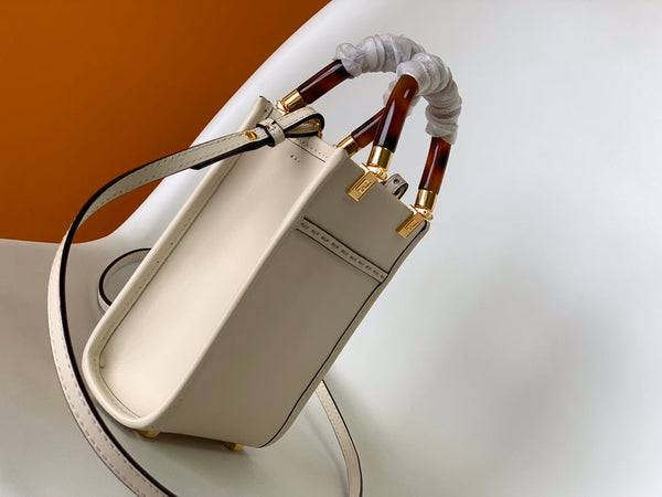 Borsa shopper Fend Mini Sunshine 18 in pelle bianca 