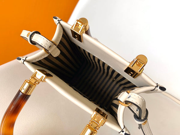 Borsa shopper Fend Mini Sunshine 18 in pelle bianca 